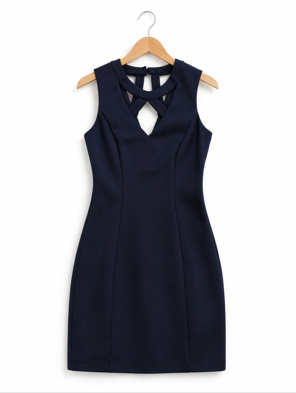 Guess Navy Crisscross Neck Mini Dress